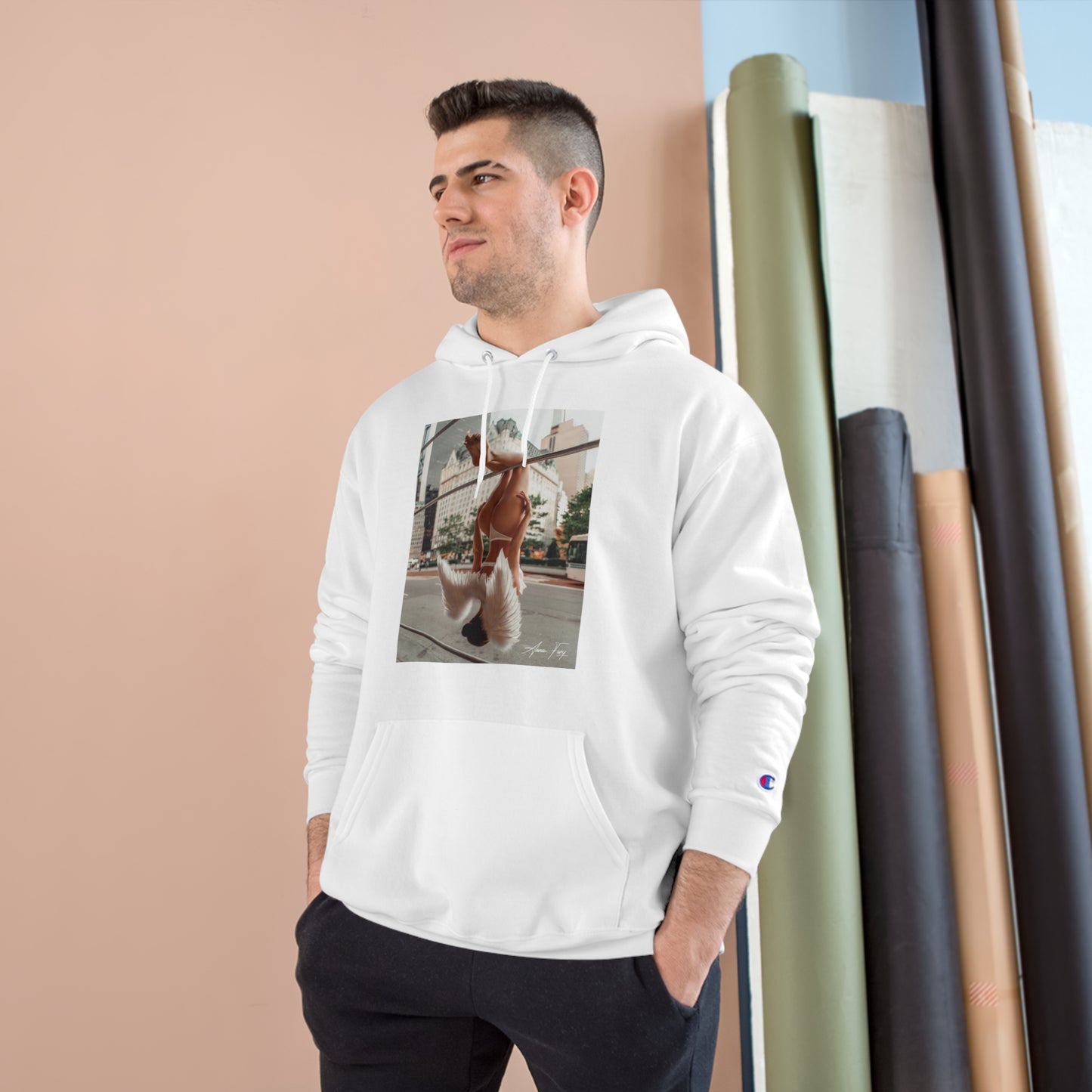 Anna Fury Exclusive Unisex Champion Hoodie | Hanging Angel