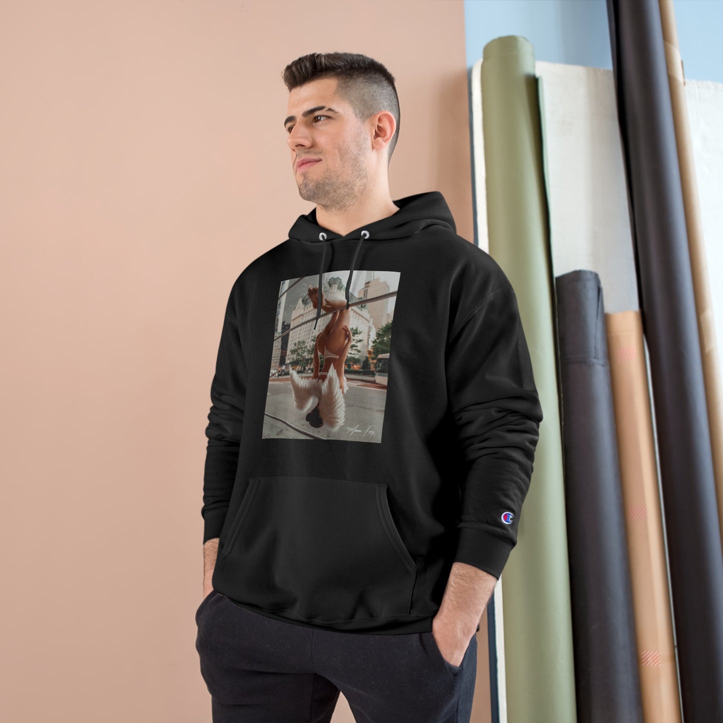 Anna Fury Exclusive Unisex Champion Hoodie | Hanging Angel