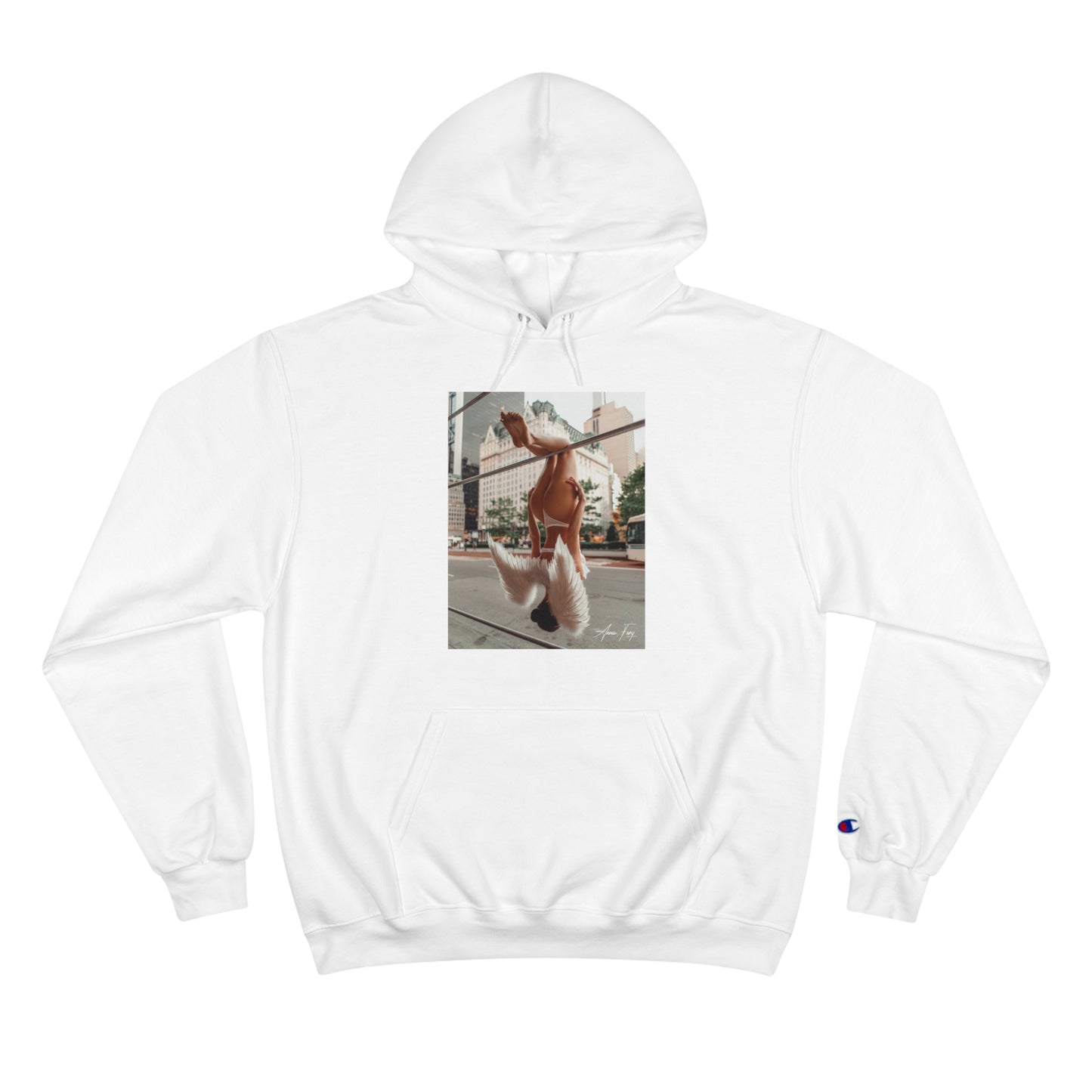 Anna Fury Exclusive Unisex Champion Hoodie | Hanging Angel