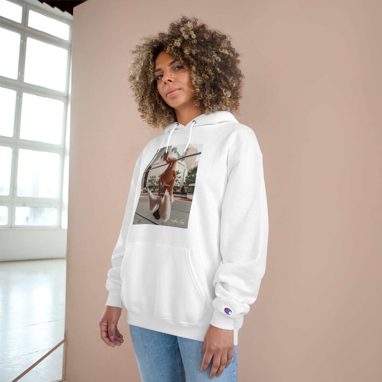 Anna Fury Exclusive Unisex Champion Hoodie | Hanging Angel
